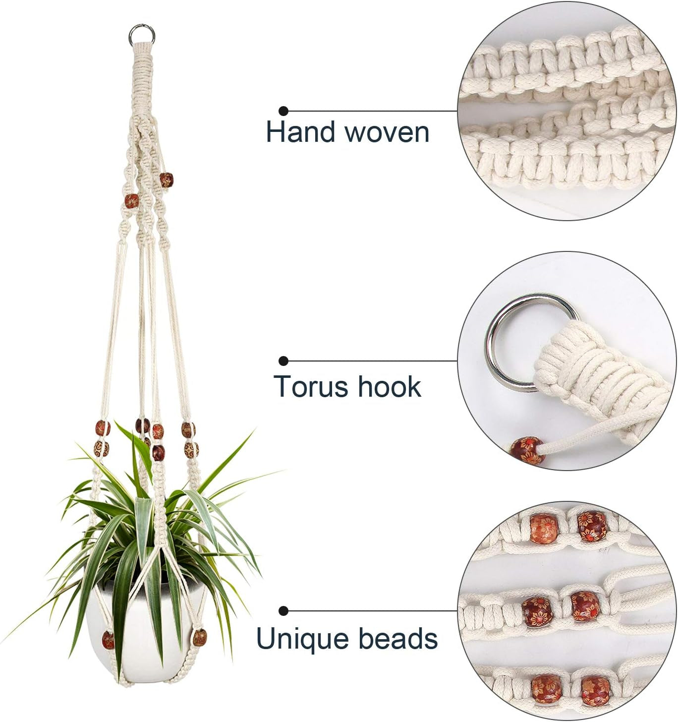 Macrame Plant Hanger Set - 2 Decorative Indoor Planters for Home Decor