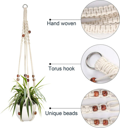 Macrame Plant Hanger Set - 2 Decorative Indoor Planters for Home Decor