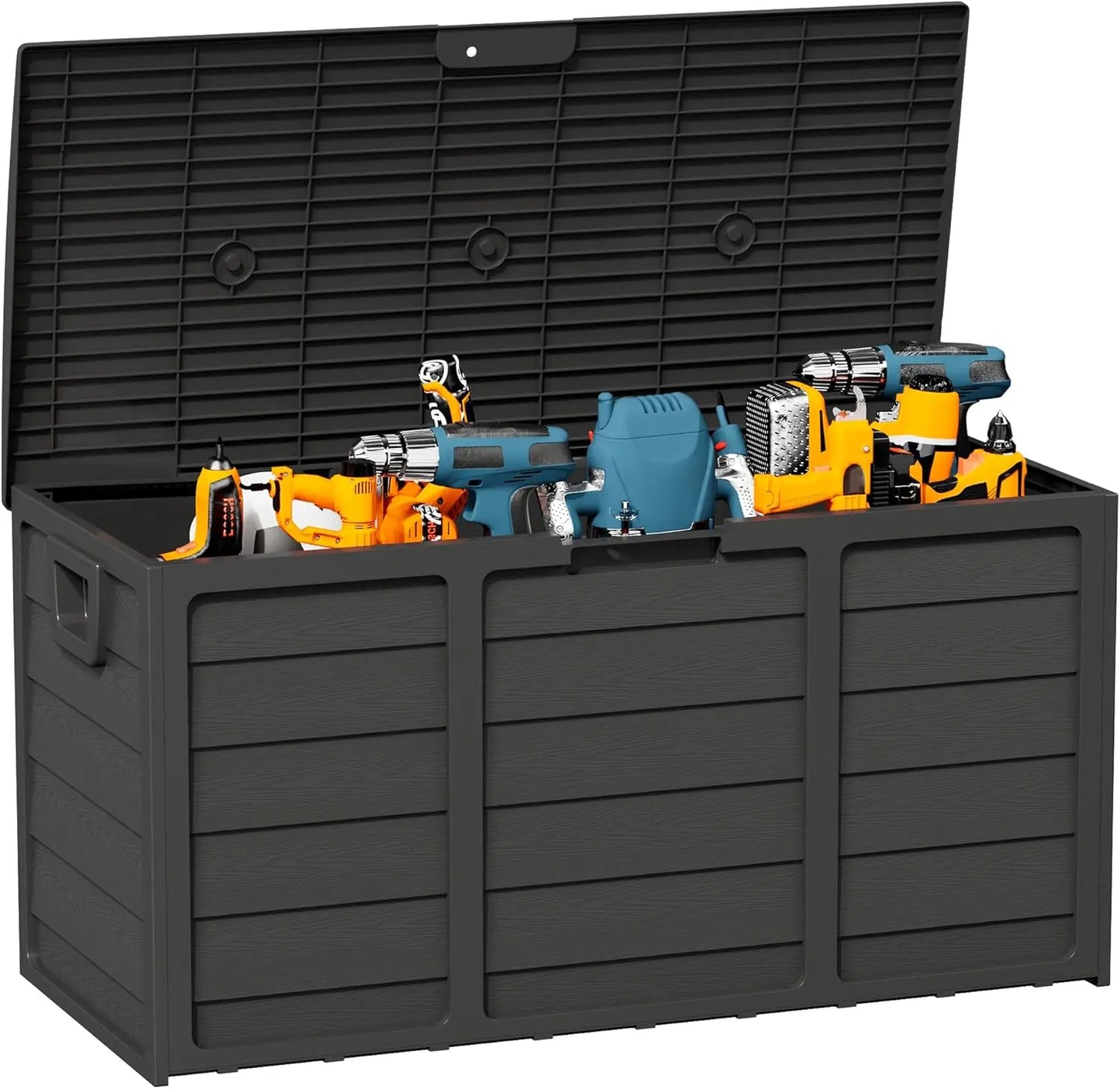 Intergreat 75 Gallon Outdoor Deck Storage Box - Heavy Duty Resin Container with Lockable Lid & Handles for Patio, Garden, Yard - Weatherproof (Black)
