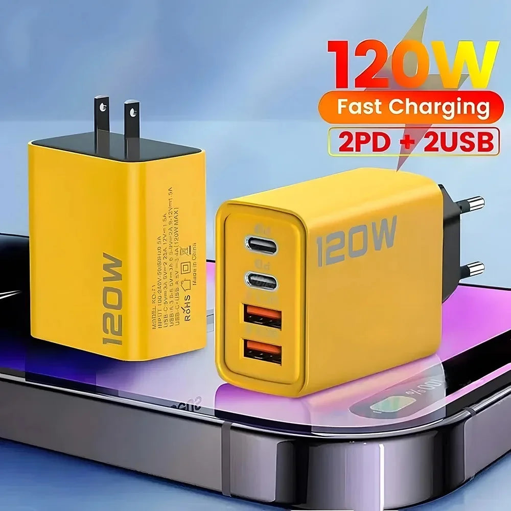 Total 120W Phone Charger Fast Charging Quick Charger PD USB Type C Wall Adapter For iPhone 16 15 Xiaomi 14 Huawei Redmi Oneplus Mica.Wish_23Business