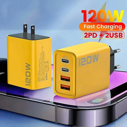 Total 120W Phone Charger Fast Charging Quick Charger PD USB Type C Wall Adapter For iPhone 16 15 Xiaomi 14 Huawei Redmi Oneplus Mica.Wish_23Business