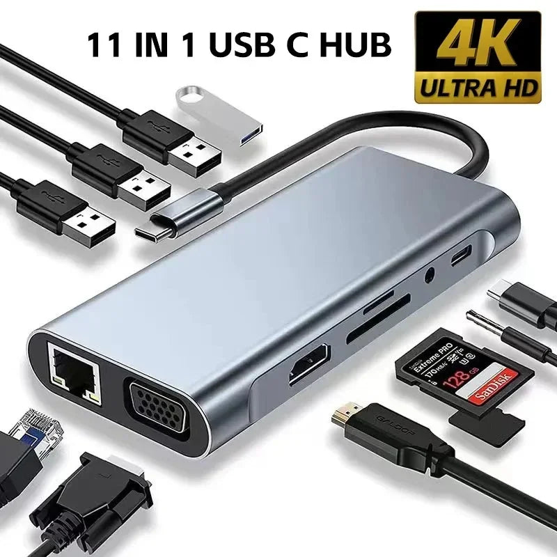 USB C Hub USB Splitter 8 in 1 USB Extender with 4 USB Port 1 USBC Port TF/SD Card Reader Audio Output Compatible for MacBook Mica.Wish_23Business