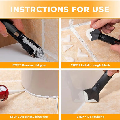 11Pcs Silicone Caulking Tools 3 in 1 Grout Removal Tool (Stainless Steel Head)& Grout Remove Scraper, Caulk Remover for Kitchen/Bathroom/Window