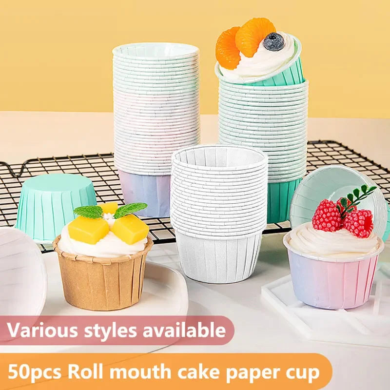 50Pcs Large Size Paper for Cupcakes Muffin Cupcake Paper Cups Baking Cupcakes Paper or Wedding Party Oilproof Cake Wrapper