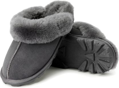 Women's Authentic Australian Sheepskin Slippers with 18mm Wool Pile, Memory Foam Cushioning, and Durable Anti-Slip EVA Sole