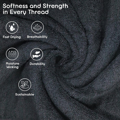 Premium 100% Cotton Bath Towels Set of 4, Large, Ultra-Soft, Highly Absorbent, Quick-Dry, Durable, Comfortable, Ideal for Home and Bathroom - Grey